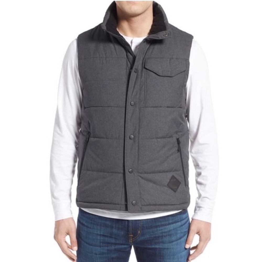 The North Face Mens Small Patricks‎ Point Vest Puffer Grey Insulated Snap Front